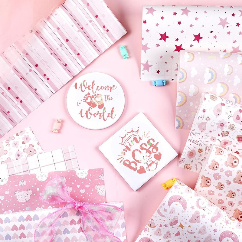 HTVSTD Boho Sublimation Ink Transfer Sheets 10 Sheets 12'' x 10'' Rainbow/Heart/Bear/Stars/Koala Pattern Sublimation Paper Pink Theme Transfer Sheets for Mugs Tumblers DIY Transfer Paper - Image 4